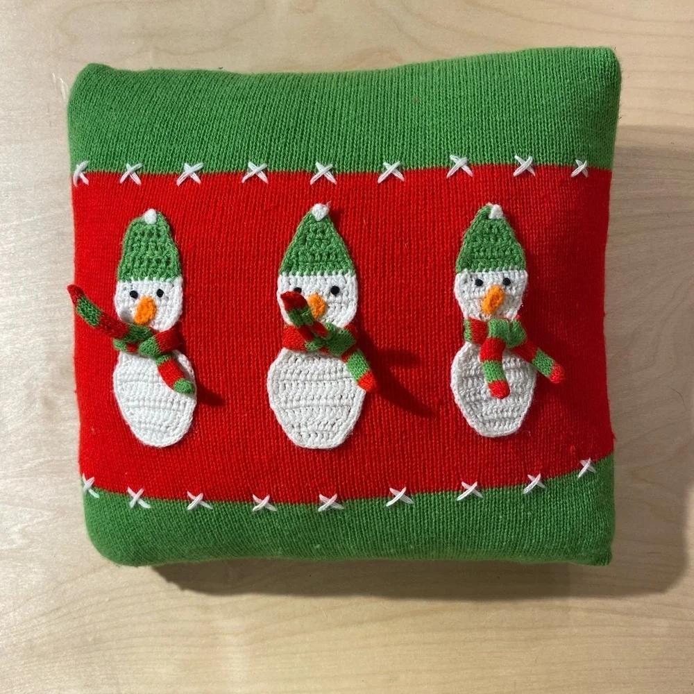 Festive Snowman Knit Pillow (OA)